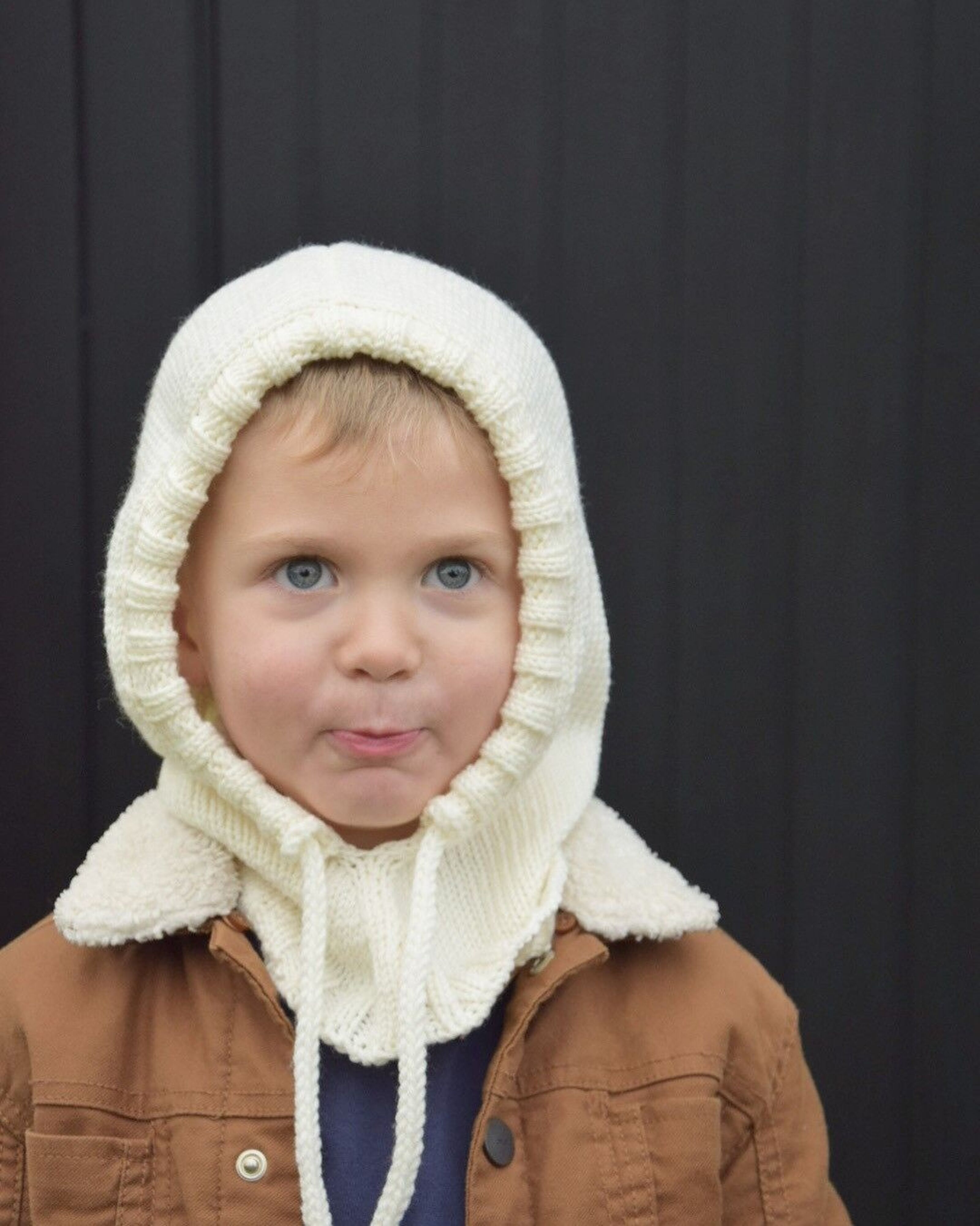 Cagoule mérinos en tricot rouge pour bébé, tout-petit, chapeau