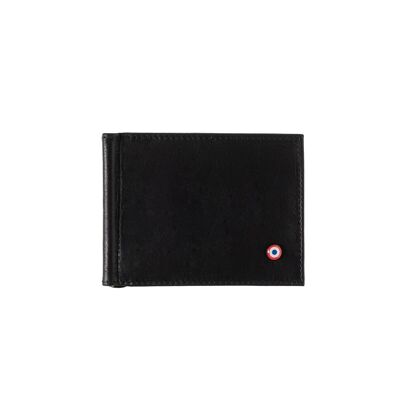 Hector Money Clip Wallet Smooth Black leather is Black