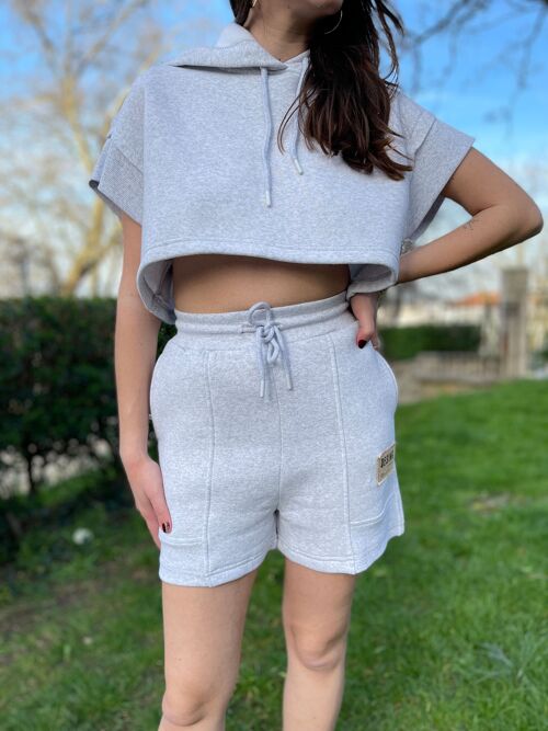 Ensemble Crop top et Short GRIS - XOLAN