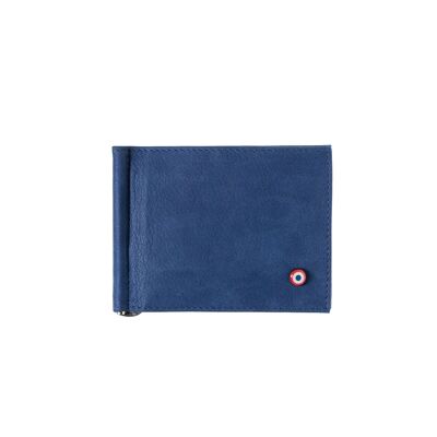 Hector Money Clip Wallet Nubuck Leather Sea Indigo