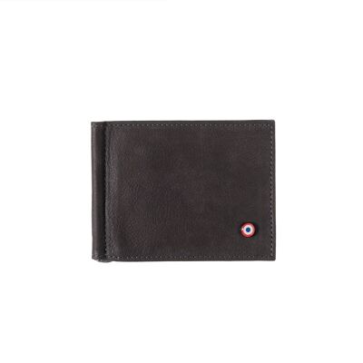 Hector Nubuck leather money clip wallet Nuage Gray