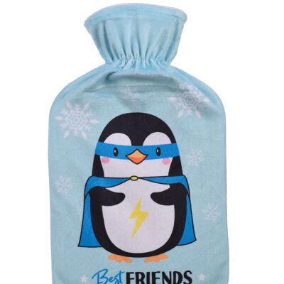 Cute Super Friends - 1 Liter hot water bottle with flannel cover