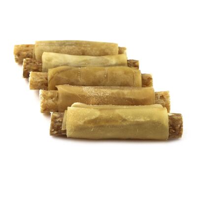 DOGBOSS 100% natural filled chewing rolls, beef skin with lamb, set of 5 in 13 cm (5x50g=250g) or 17 cm (5x75g=375g)