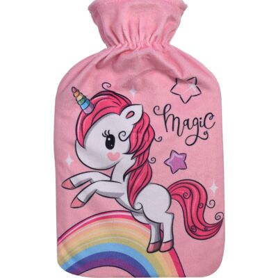 Unicorn - 1 Liter Hot Water Bottle - flannel cover