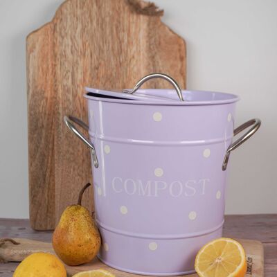 Contenedor de compost lila con lunares blancos 21×19 cm Isabelle Rose