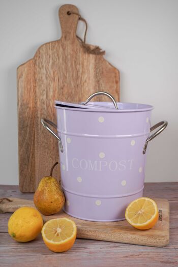 Bac à compost lilas à pois blancs 21×19 cm Isabelle Rose 1
