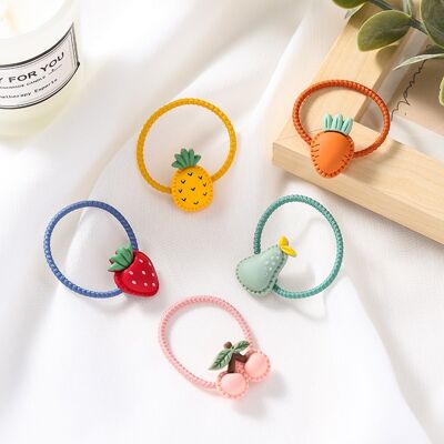 Cute and elegant colorful fruit hair ties-one set of 5 pieces