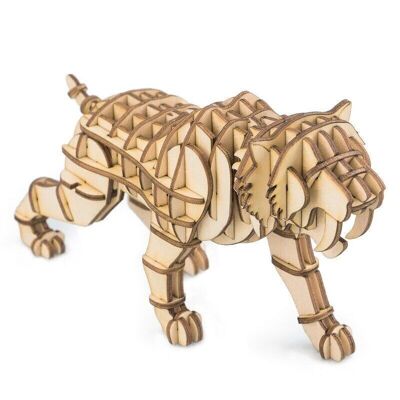 Puzzle 3D in legno fai da te Tigre/Tigre, Robotime, TG204, 14×4.5×7.5 cm