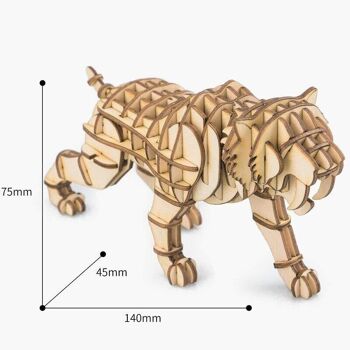 Puzzle 3D en bois DIY Tigre/Tigre, Robotime, TG204, 14×4.5×7.5 cm 2