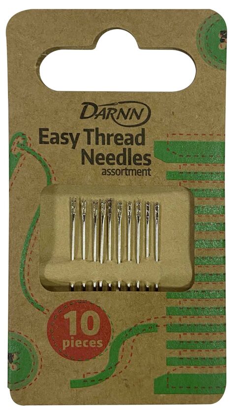 EASY THREAD NEEDLES (PACK 10), Self Threading Sewing Needles, One Second Easy Thread Needles, Quick Thread Needles