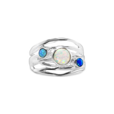 Sterling silver Ring with three Opals | Hand Made