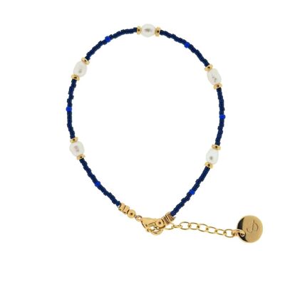 braccialetto - blu con perla