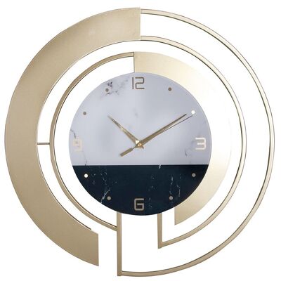 Reloj de pared de metal dorado con esfera de cristal blanco y negro. Dimensión: 45cm DF-140