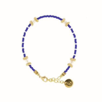 bracelet - bleu roi et perle