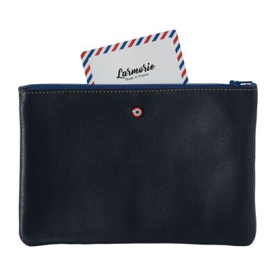 CAMILLE Leather UpCyclé Lune Bleue Pouch