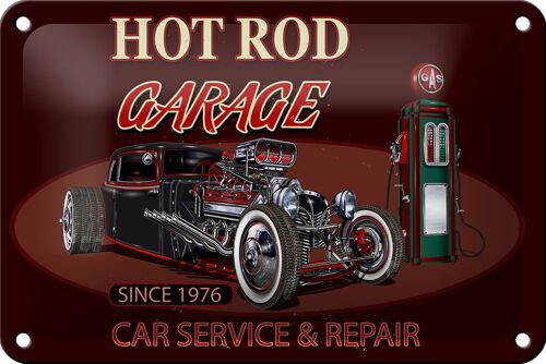 Blechschild Auto 18x12cm hot rod Garage car service repair Deko Schild