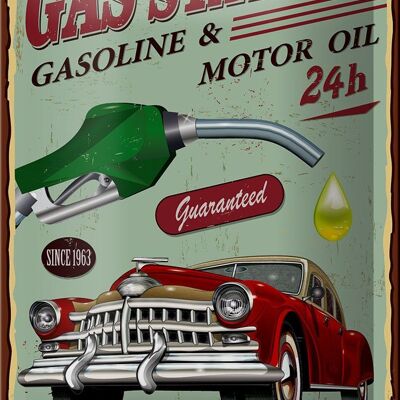 Blechschild Retro 12x18 Gas Station gasoline motor oil 24 Deko Schild
