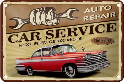 Blechschild Retro 18x12cm Car Service Auto repair 1972 Deko Schild