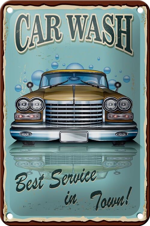 Blechschild Retro 12x18cm Car Wash best service in town Deko Schild