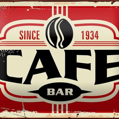 Signe en étain rétro 18x12cm, café bar café depuis 1934, panneau décoratif en métal