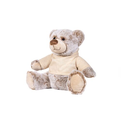 peluche ours pull capuche beige