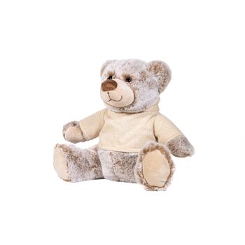 peluche ours pull capuche beige 1
