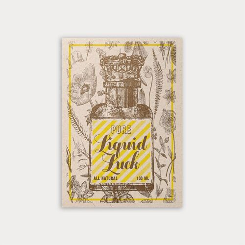 Postkarte / Liquid Luck / Ökopapier / Pflanzenfarbe