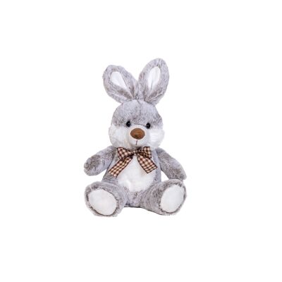 gray ribbon rabbit plush toy