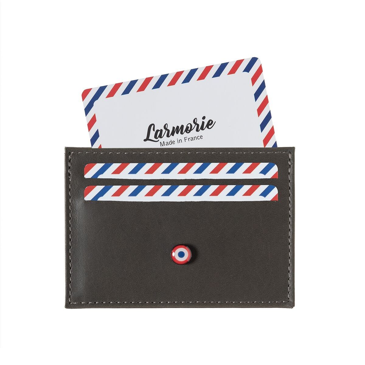 GEORGES Card Holder Vegetable Leather Nuage Gray