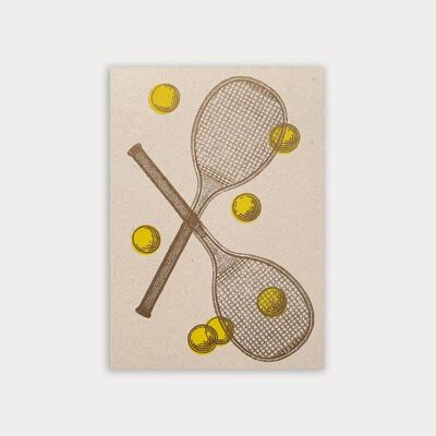 Tennis / Postkarte / Ökopapier / Pflanzenfarbe