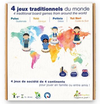 Jeu de société classique - Coffret 4 jeux traditionnels du Monde - Made in France - Pour toute la famille à partir de 6 ans 2