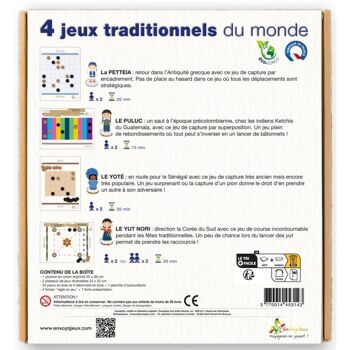 Jeu de société classique - Coffret 4 jeux traditionnels du Monde - Made in France - Pour toute la famille à partir de 6 ans 3