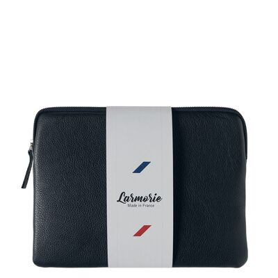Guillaume Ipad pouch in Blue Moon grained leather
