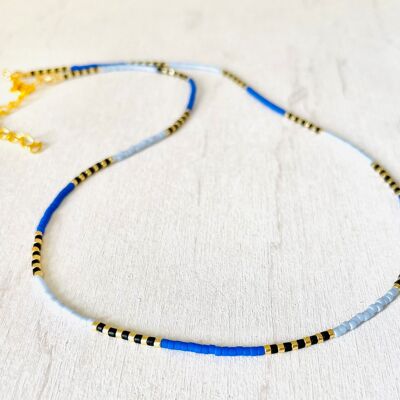 Necklace with pearls, stainless steel necklace, gold-colored chain, Miyuki necklace, seed beads