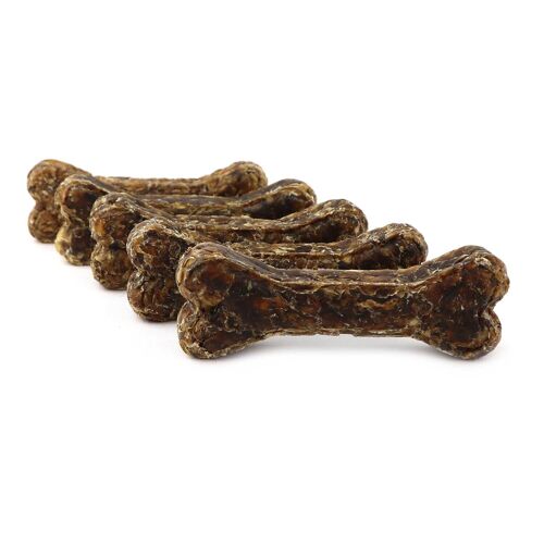 DOGBOSS 100% Natur Kauknochen, Welpe und Senior, 100% Pferdehaut, Hundeknochen, 5er Set in 12 cm (5x50g=250g) oder 17 cm (5x100g=500g)