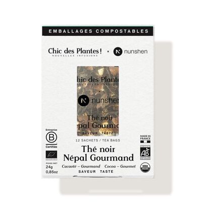 BIO-SCHWARZTEE – NEPAL GOURMAND (KARTON MIT 12 BEUTEL) – KAKAO, ORANGE