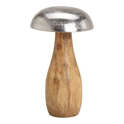 Pilz aus Aluminium Mango Holz Silber (B/H/T) 12x20x12cm