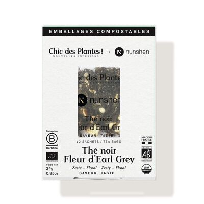 TÉ NEGRO ORGÁNICO - FLOR DE EARL GREY (CAJA DE 12 BOLSAS) - NARANJA, LAVANDA, BERGAMOTA