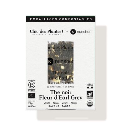 THÉ NOIR BIO - FLEUR D'EARL GREY (BOÎTE 12 SACHETS) - ORANGE, LAVANDE, BERGAMOTE