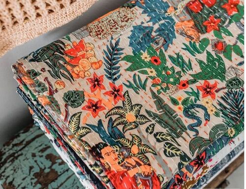 Kantha Cotton Bed Spreads Assorted Print - Set of 3