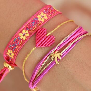 Bracelet coeur rose foncé 3