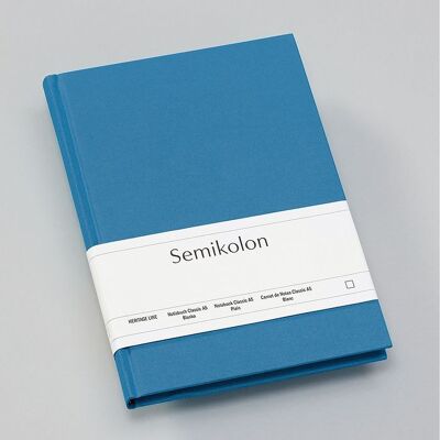 Cuaderno Classic (A5), azul, en blanco