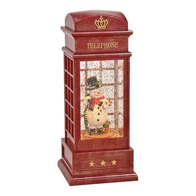 Telephone booth snowman with lights