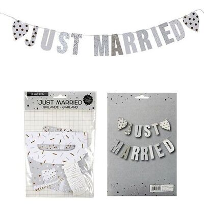 Guirnalda Just Married de papel / cartón blanco (W) 300cm