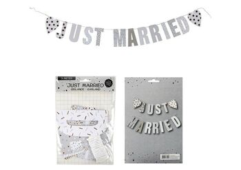 Guirlande Just Married en papier / carton blanc (L) 300cm