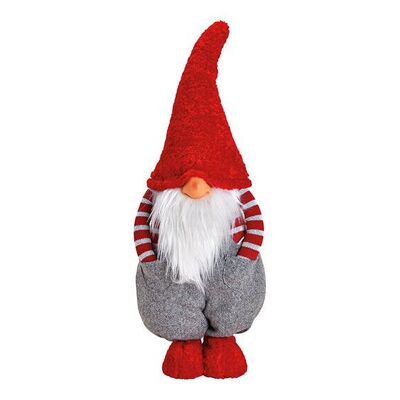 Gnome en textile rouge, gris (L/H/P) 22x55x16cm