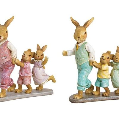 Father rabbit with children made of poly green