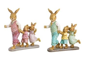 Père lapin avec enfants en poly vert