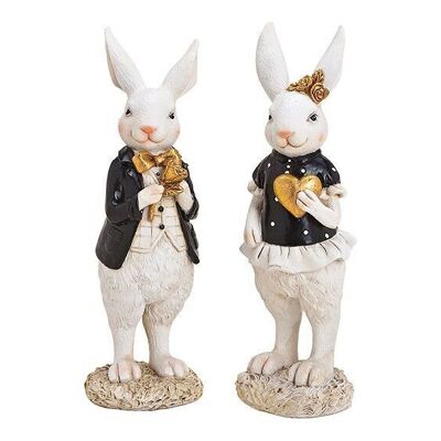 Conejo hombre y mujer de poliéster blanco / negro doble, (An / Al / Pr) 7x22x7cm