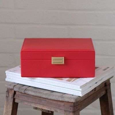 Louise leather jewelry box - Red